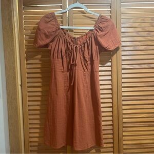 Rust Puff Sleeve Dress